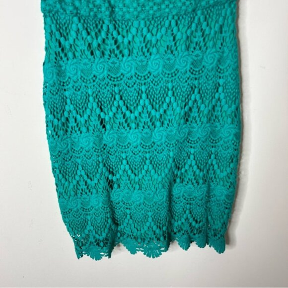 MANGO Lace Mini Dress Teal Green Cap Sleeve XS Work wear Business Casual Office - Picture 6 of 16